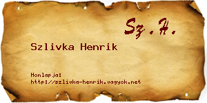 Szlivka Henrik névjegykártya